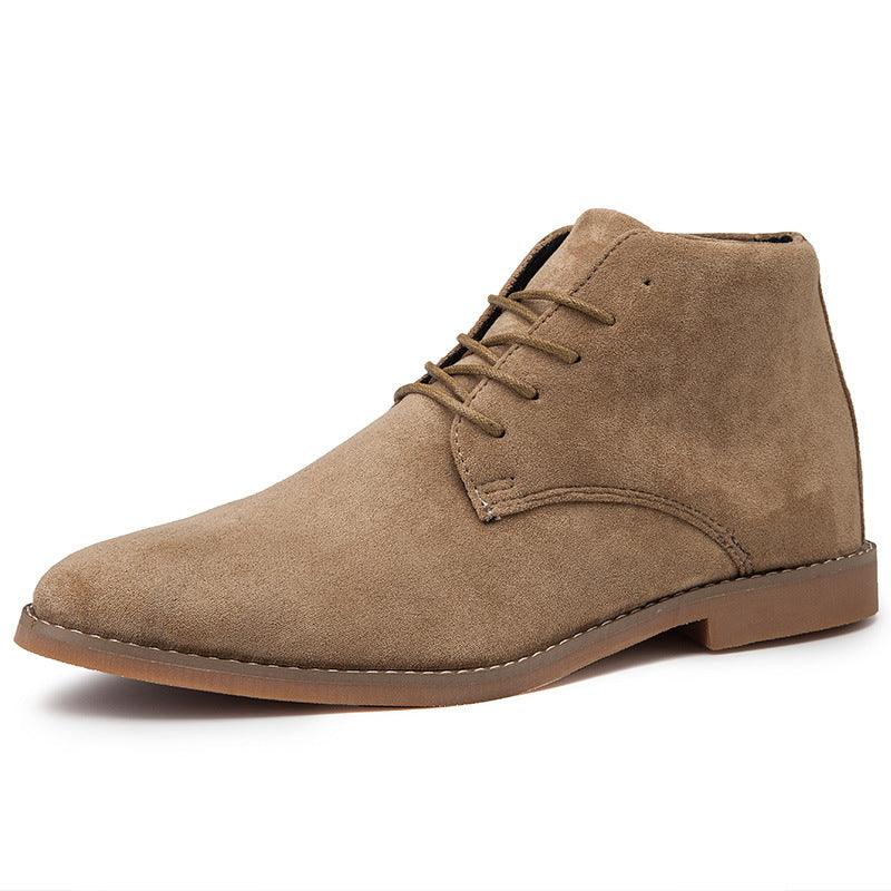 Men's Chukka Textured Boots – Lace-Up Round Toe Business Conferences