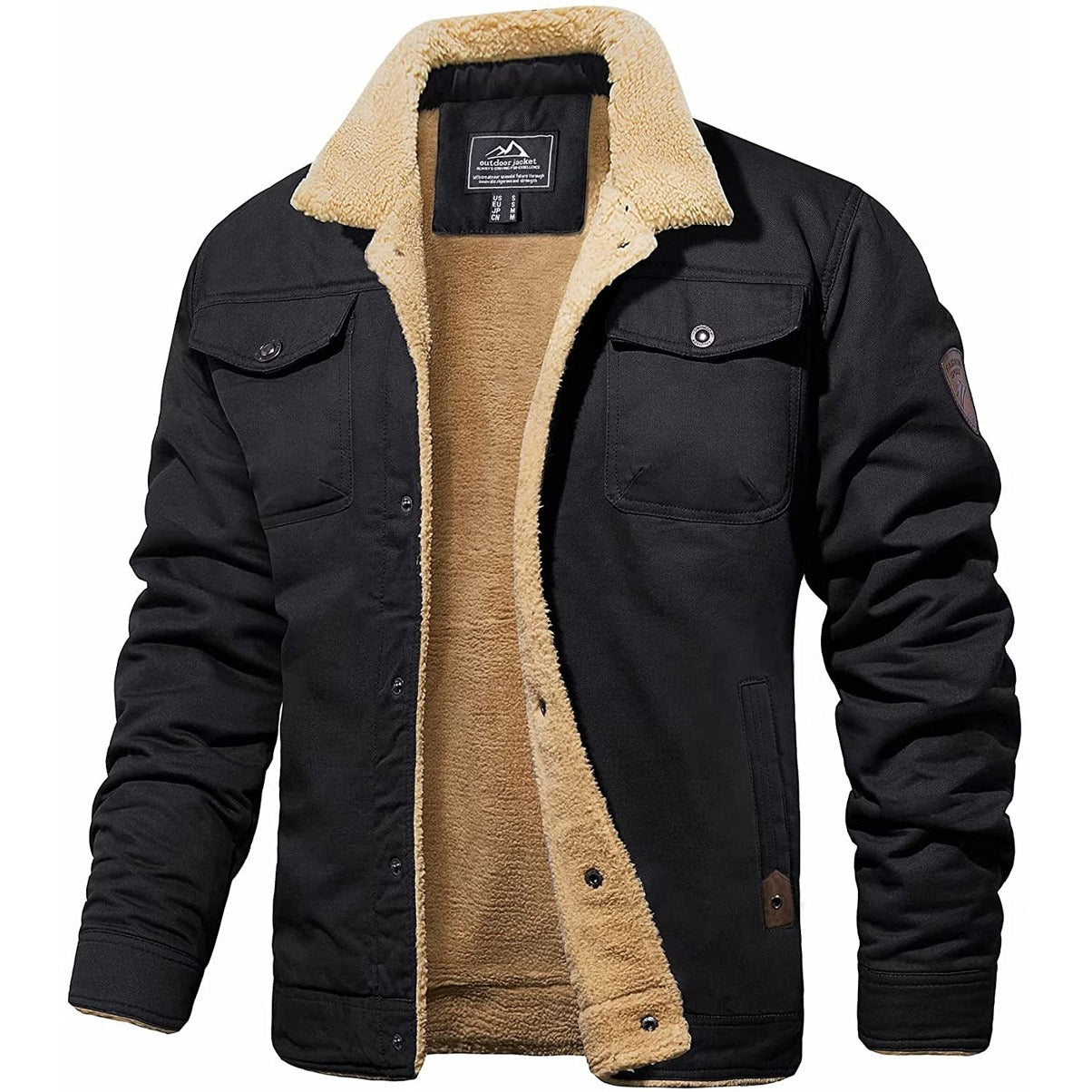 Men's Fleece Lined Jacket – Button Front Long Sleeve Outdoor Tasks
