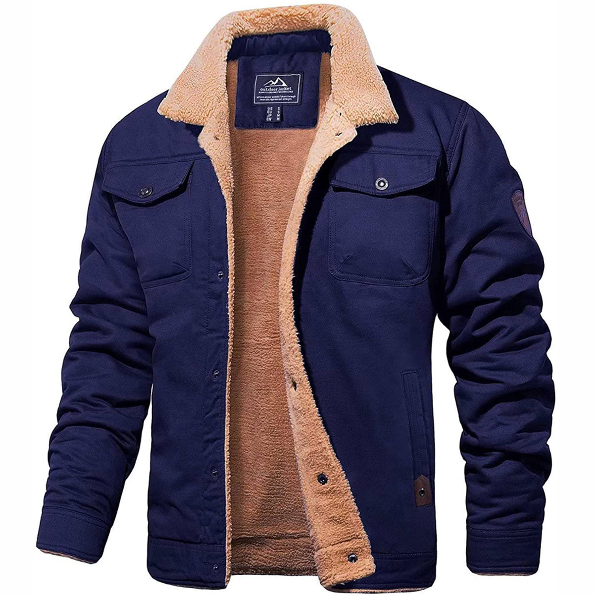 Men's Fleece Lined Jacket – Button Front Long Sleeve Outdoor Tasks