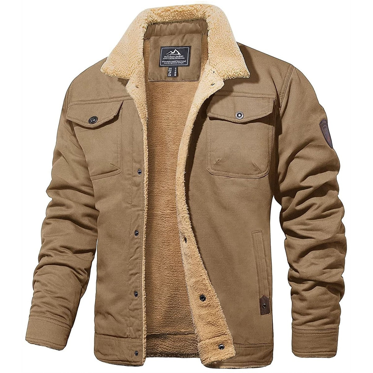 Men's Fleece Lined Jacket – Button Front Long Sleeve Outdoor Tasks