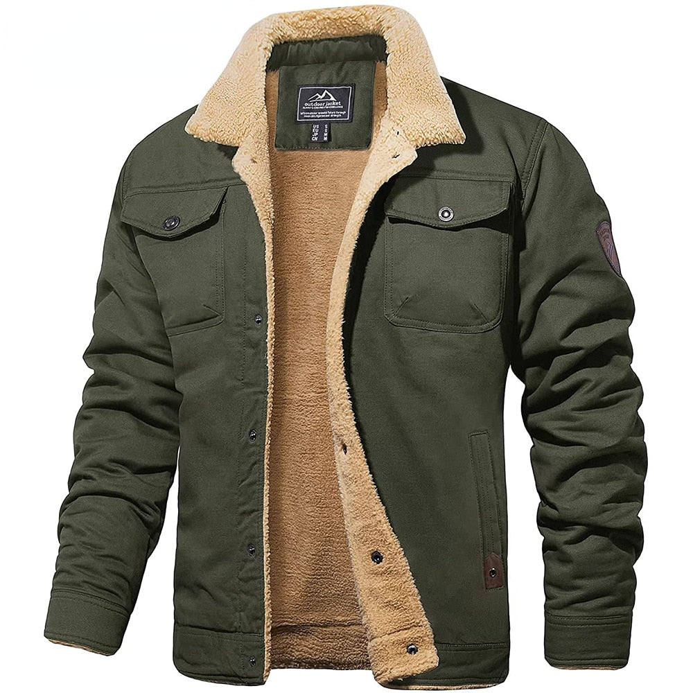 Men's Fleece Lined Jacket – Button Front Long Sleeve Outdoor Tasks