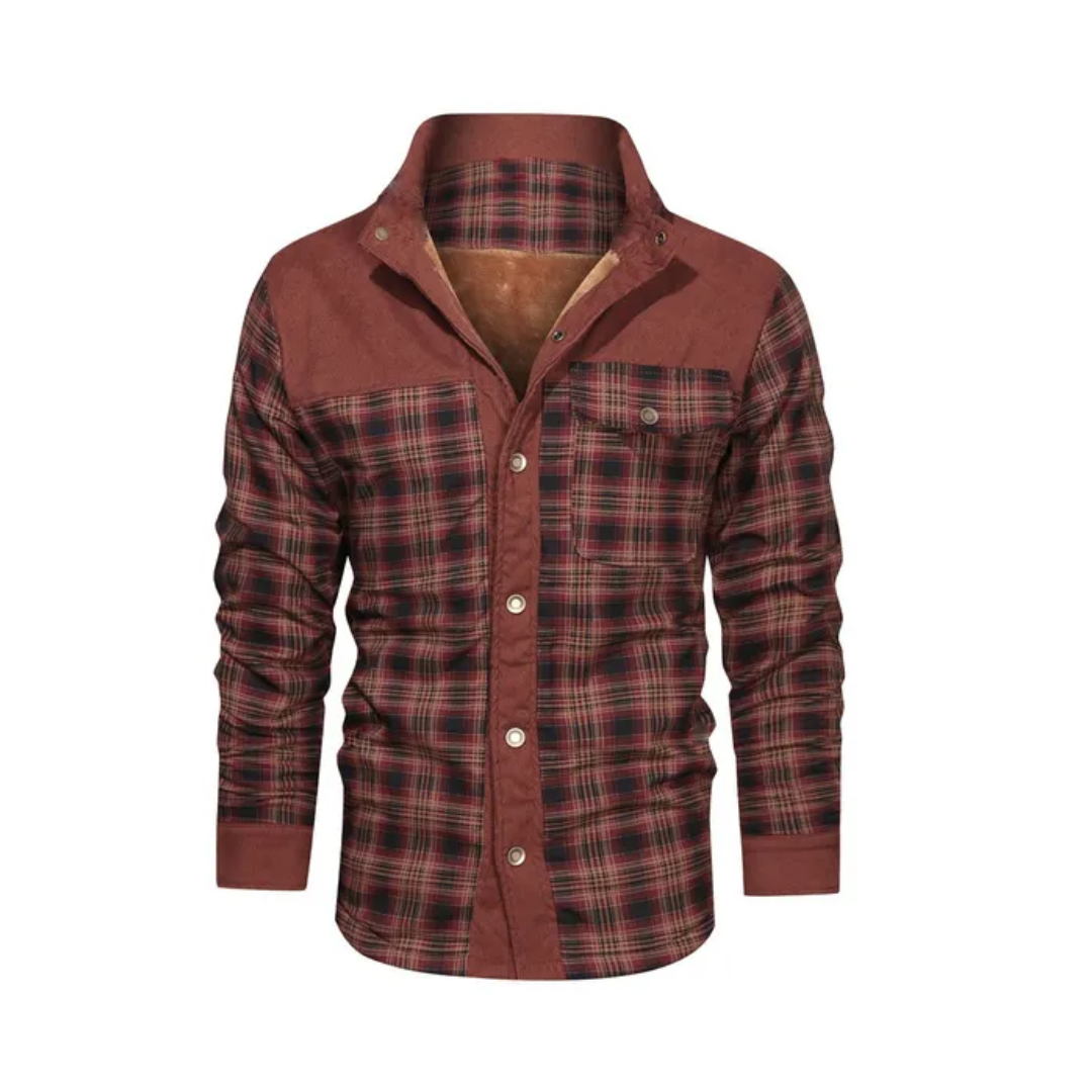 Men's Fleece-Lined Plaid Shirt Jacket – Button Front Long Sleeve Cabin Weekends