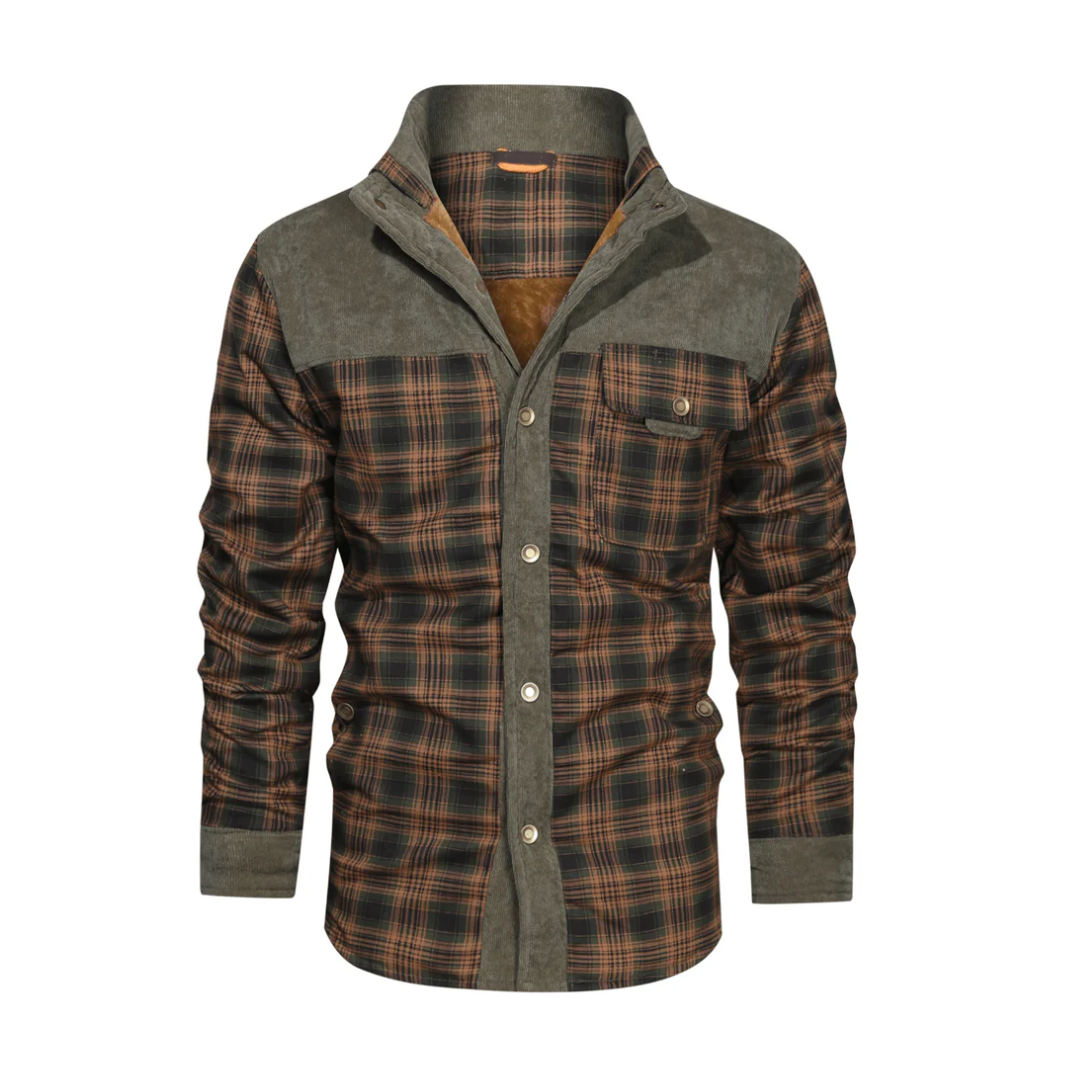 Men's Fleece-Lined Plaid Shirt Jacket – Button Front Long Sleeve Cabin Weekends