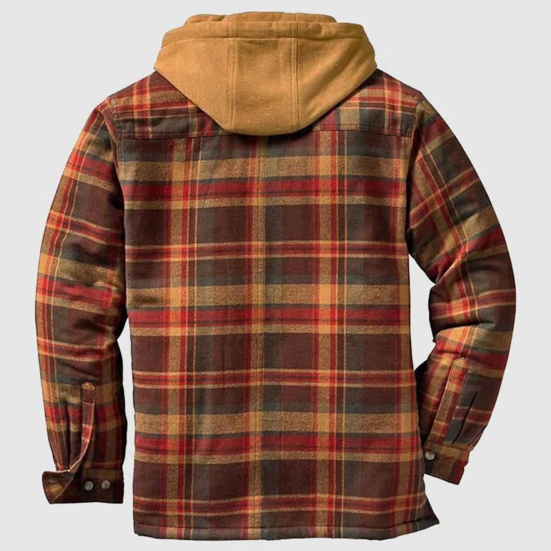 Men's Hooded Quilted Flannel Shirt Jacket – Plaid Long Sleeve Campfire Evenings