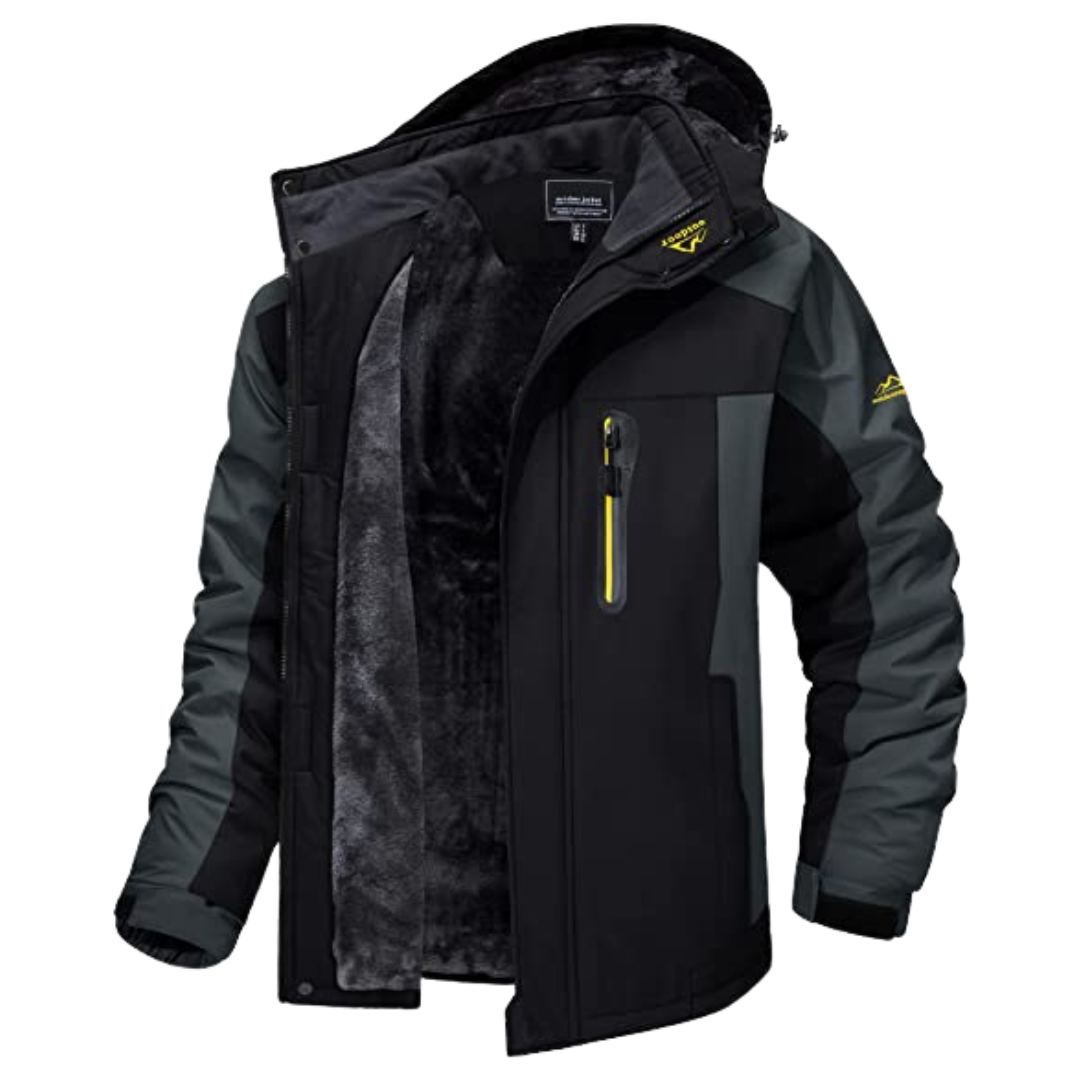Men's Hooded Waterproof Windbreaker Jacket – Zip Front Long Sleeve Trail Walks