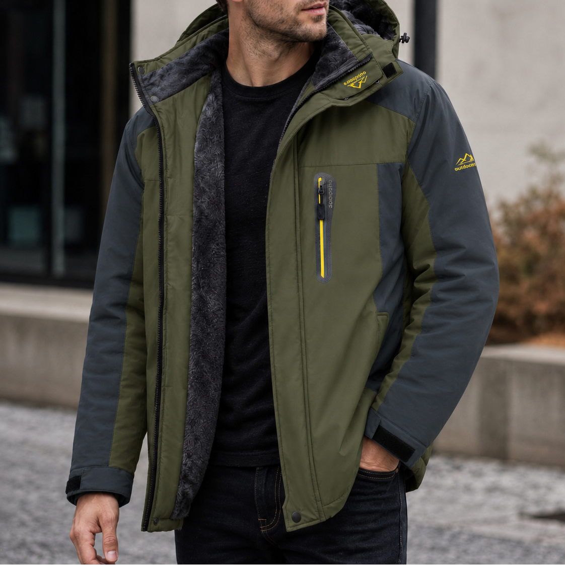 Men's Hooded Waterproof Windbreaker Jacket – Zip Front Long Sleeve Trail Walks