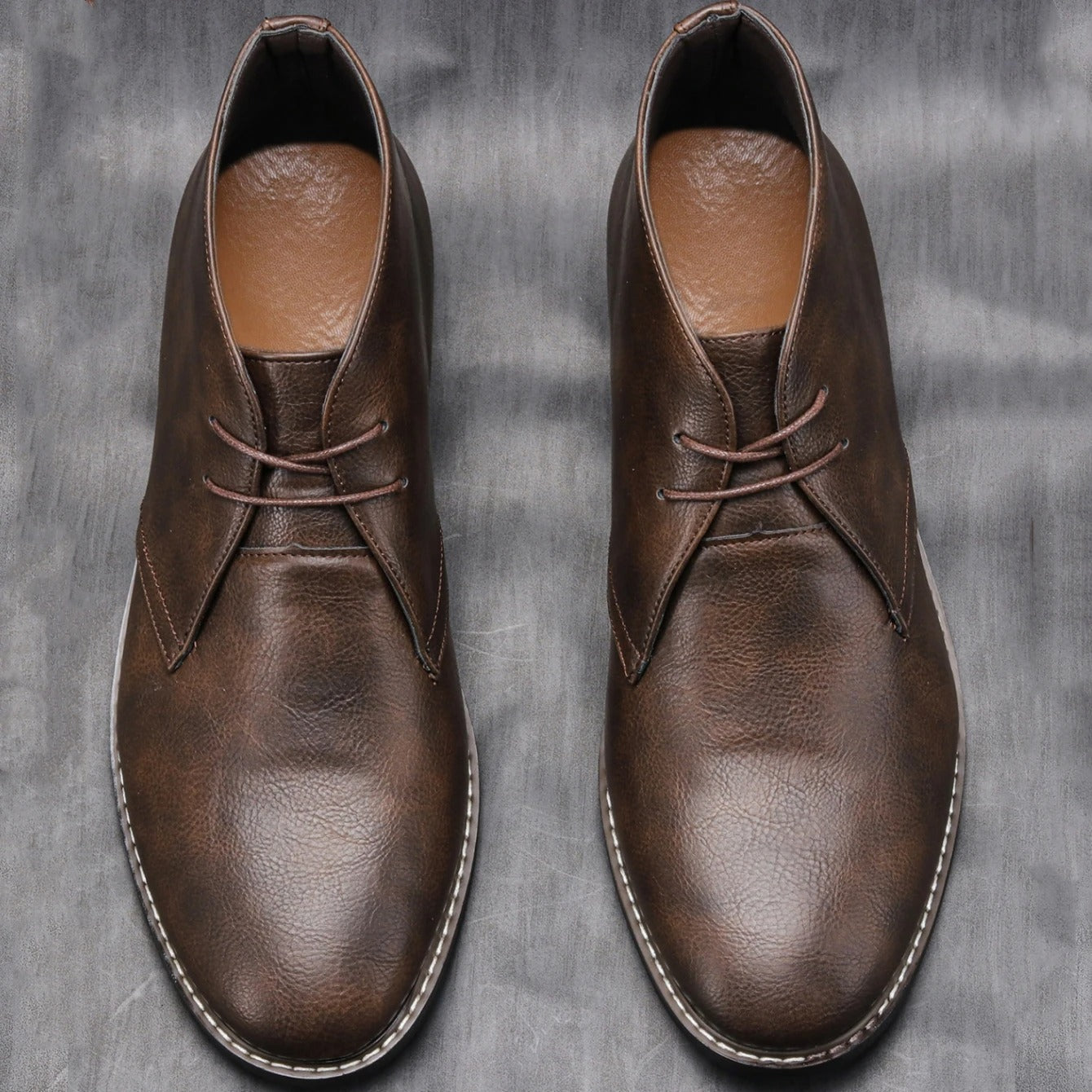 Men's Lace-Up Mid-Cut Chukka Boots – Round Toe Low Heel City Events