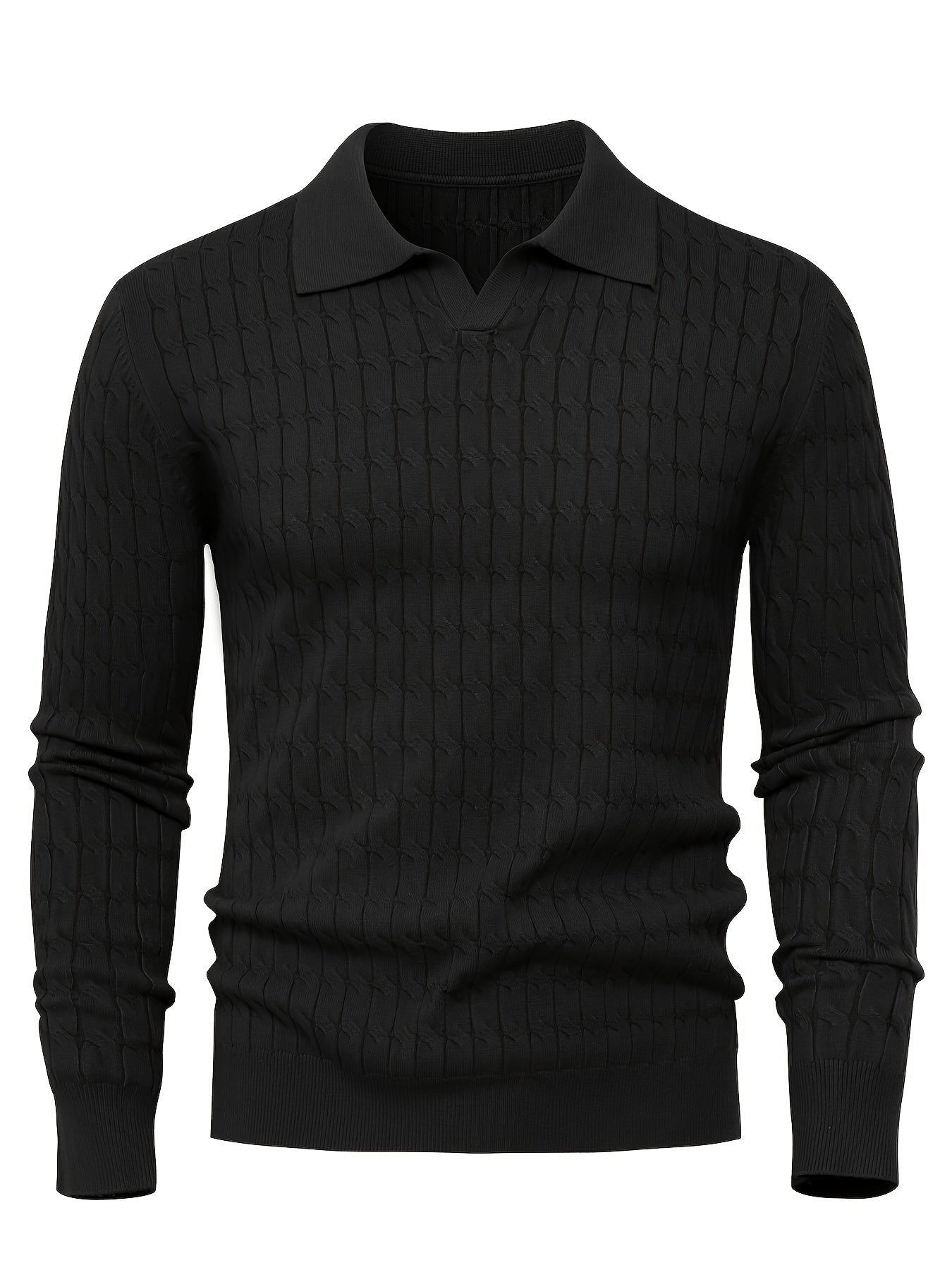 Men's Long Sleeve Textured Polo Sweater – Collared Ribbed-Trim Holiday Gatherings