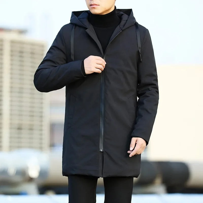 Men's Longline Hooded Coat – Zip Front Quilted Lining Weekend Markets