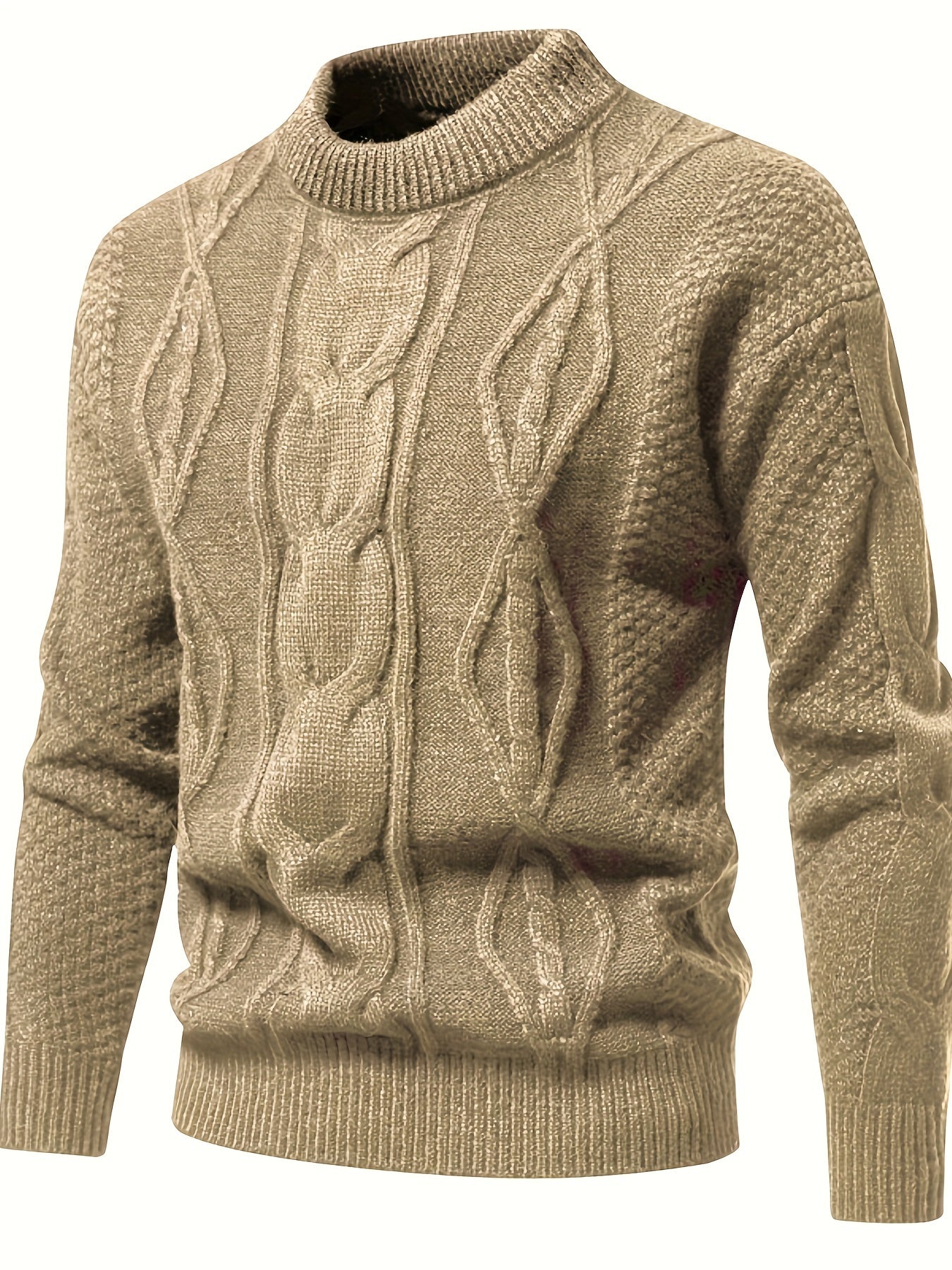 Men's Mock Neck Textured Knitted Sweater – Ribbed Cuffs Ribbed Hem Museum Visits