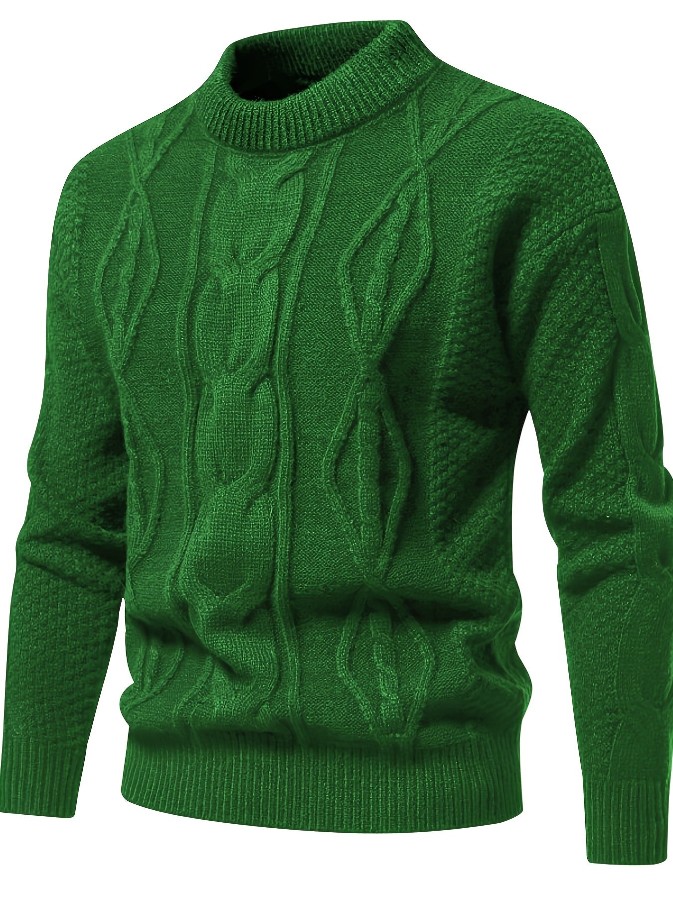 Men's Mock Neck Textured Knitted Sweater – Ribbed Cuffs Ribbed Hem Museum Visits