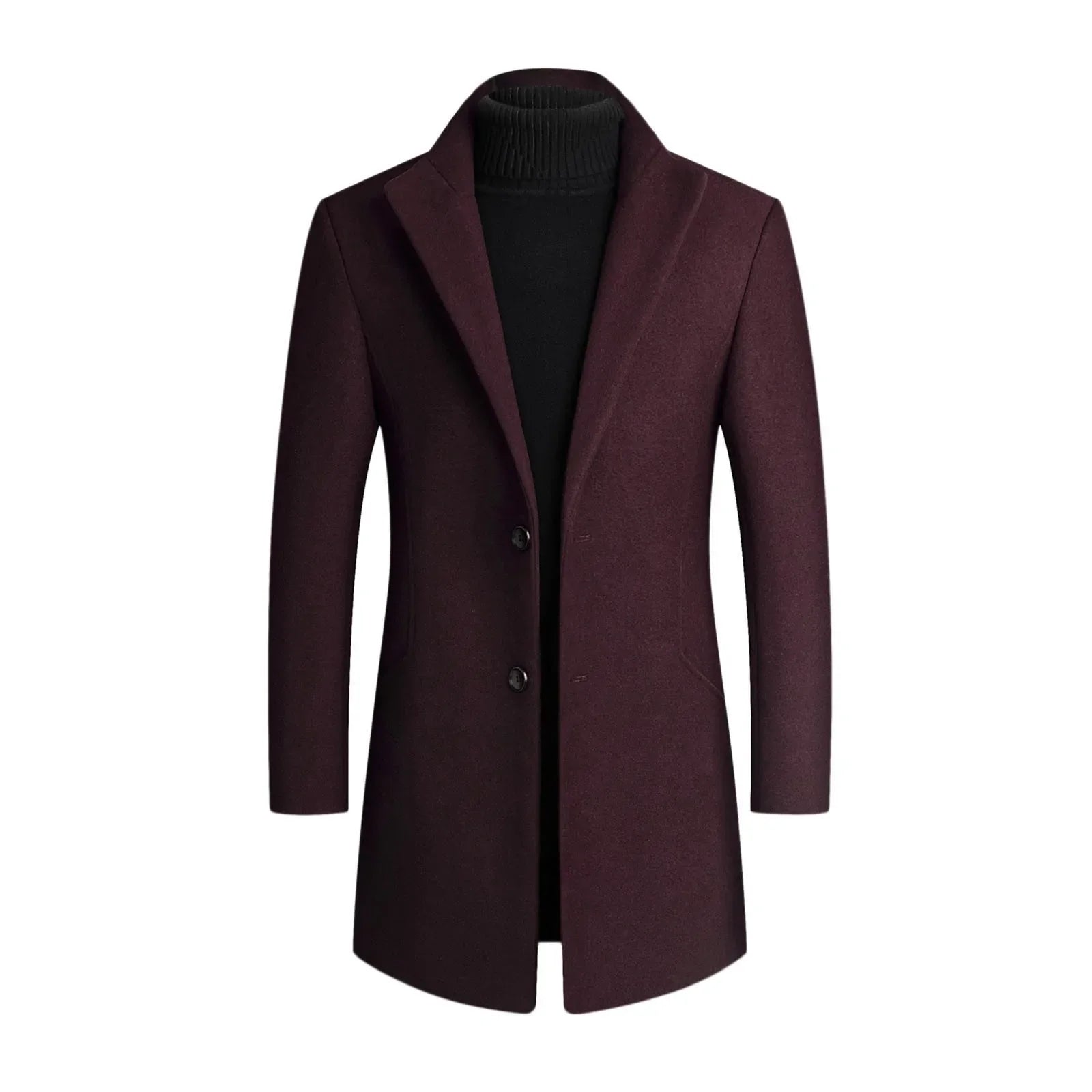 Men's Notched Collar Textured Coat – Two-Button Long Sleeve Evening Plans