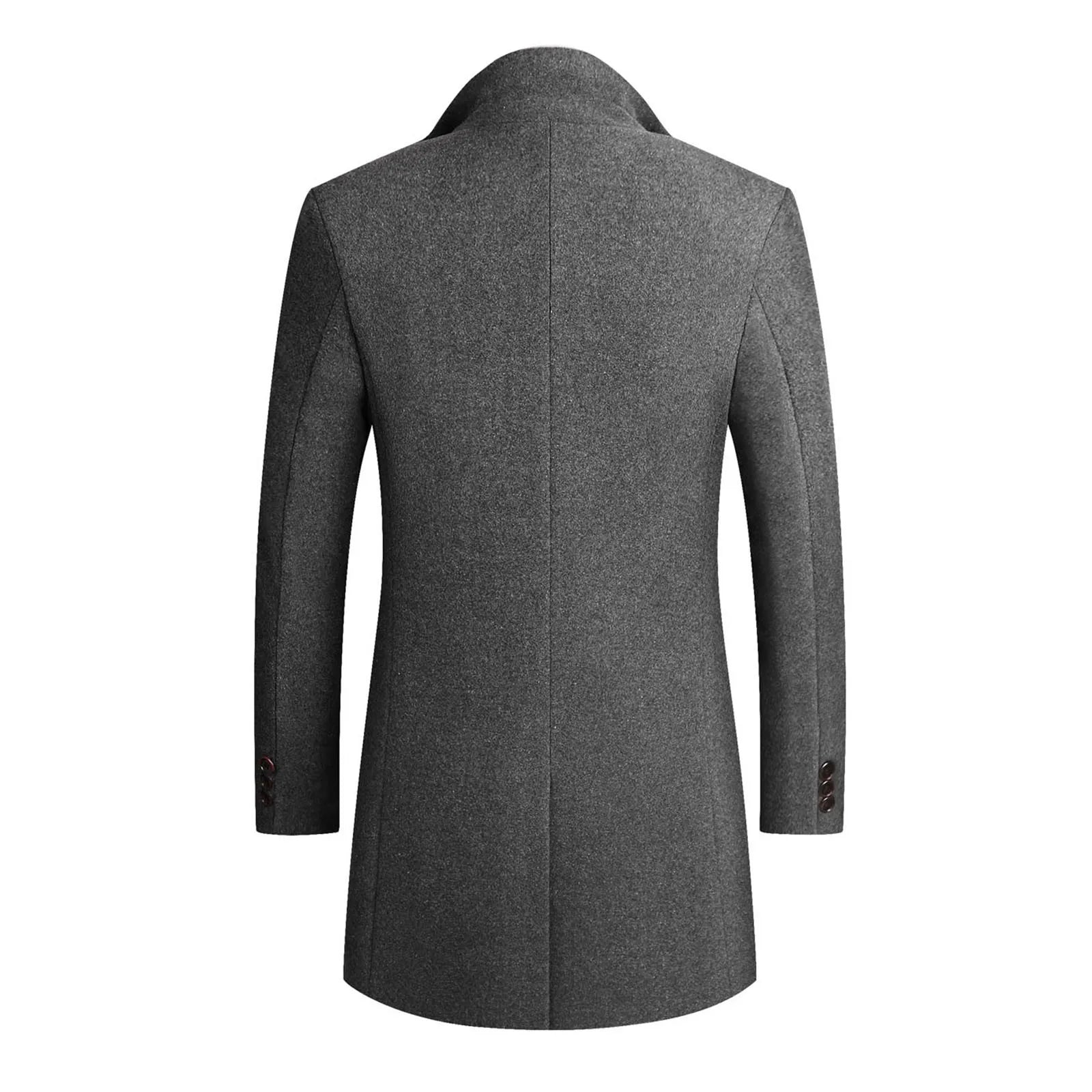 Men's Notched Collar Textured Coat – Two-Button Long Sleeve Evening Plans