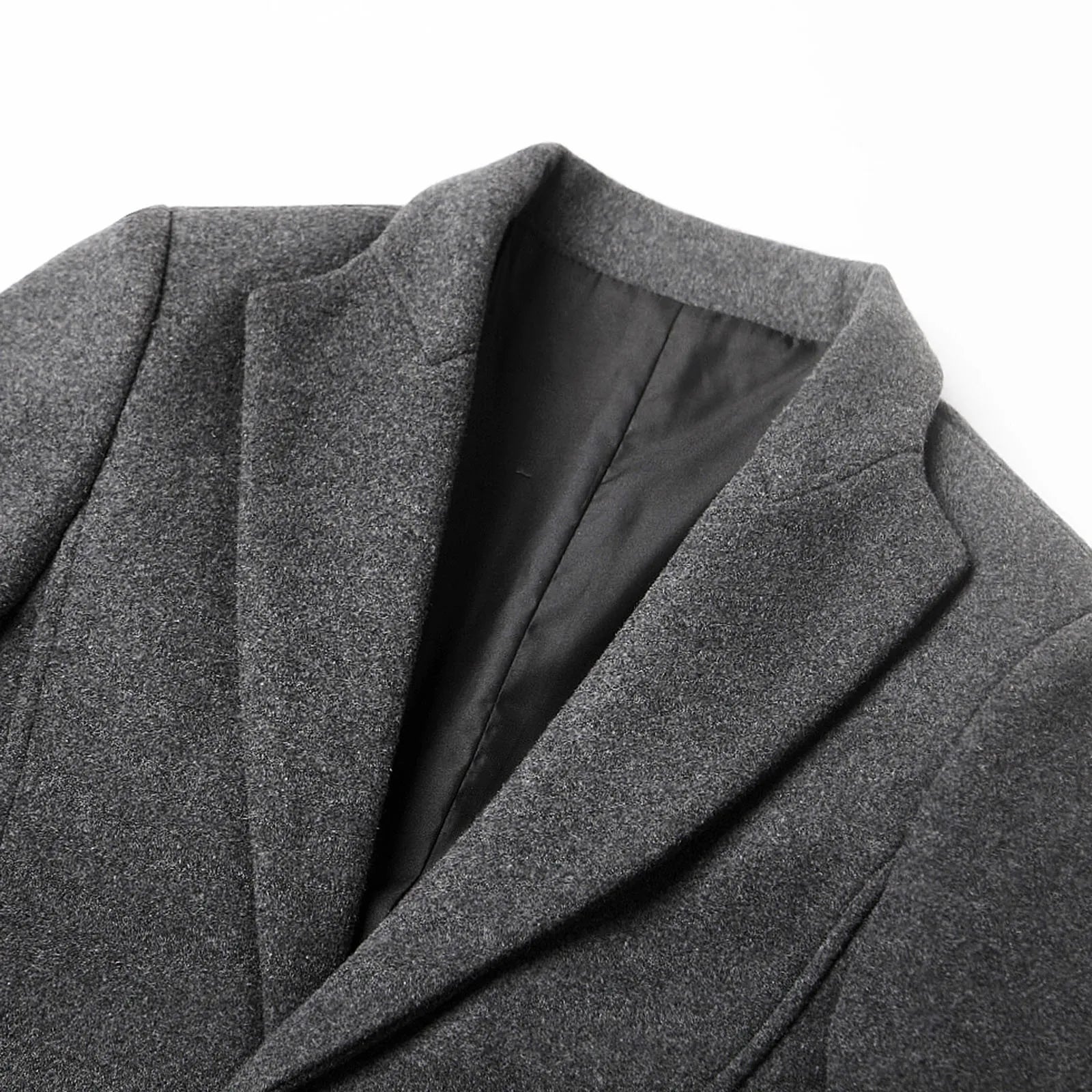 Men's Notched Collar Textured Coat – Two-Button Long Sleeve Evening Plans
