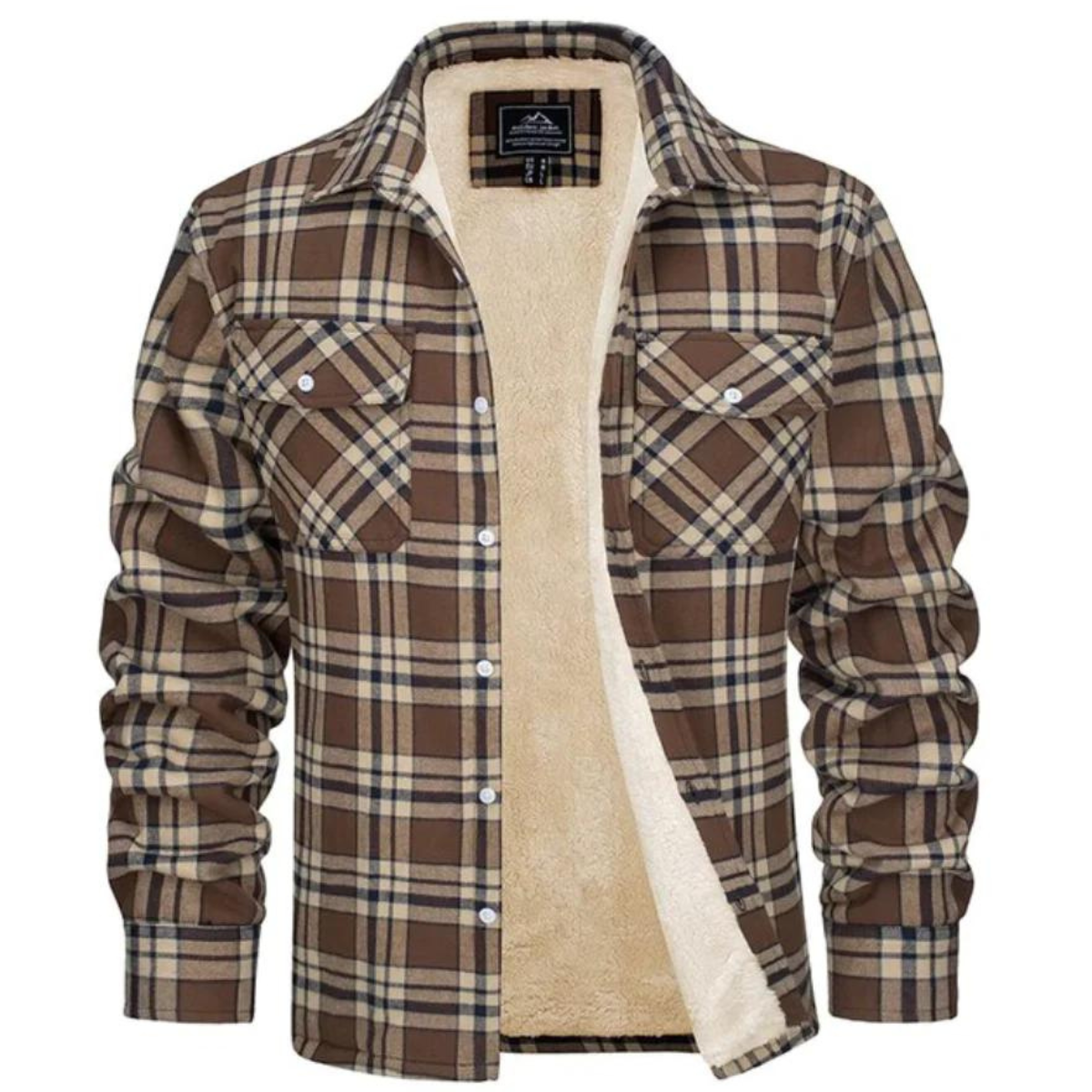 Men's Sherpa-Lined Flannel Shirt Jacket – Button Front Plaid Mountain Trips