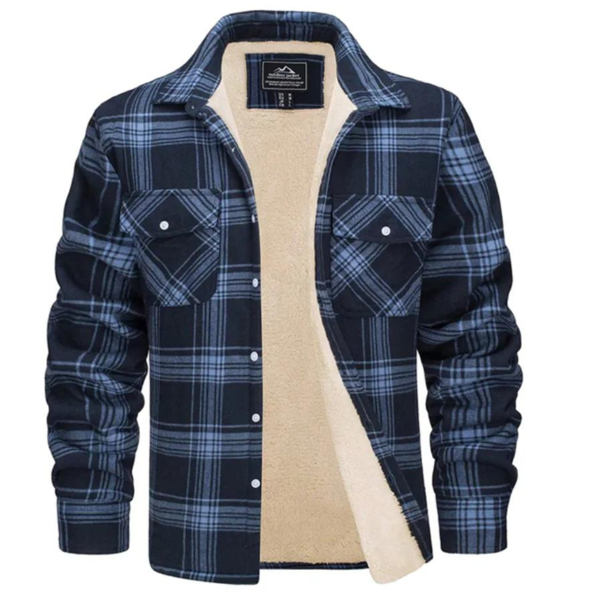 Men's Sherpa-Lined Flannel Shirt Jacket – Button Front Plaid Mountain Trips
