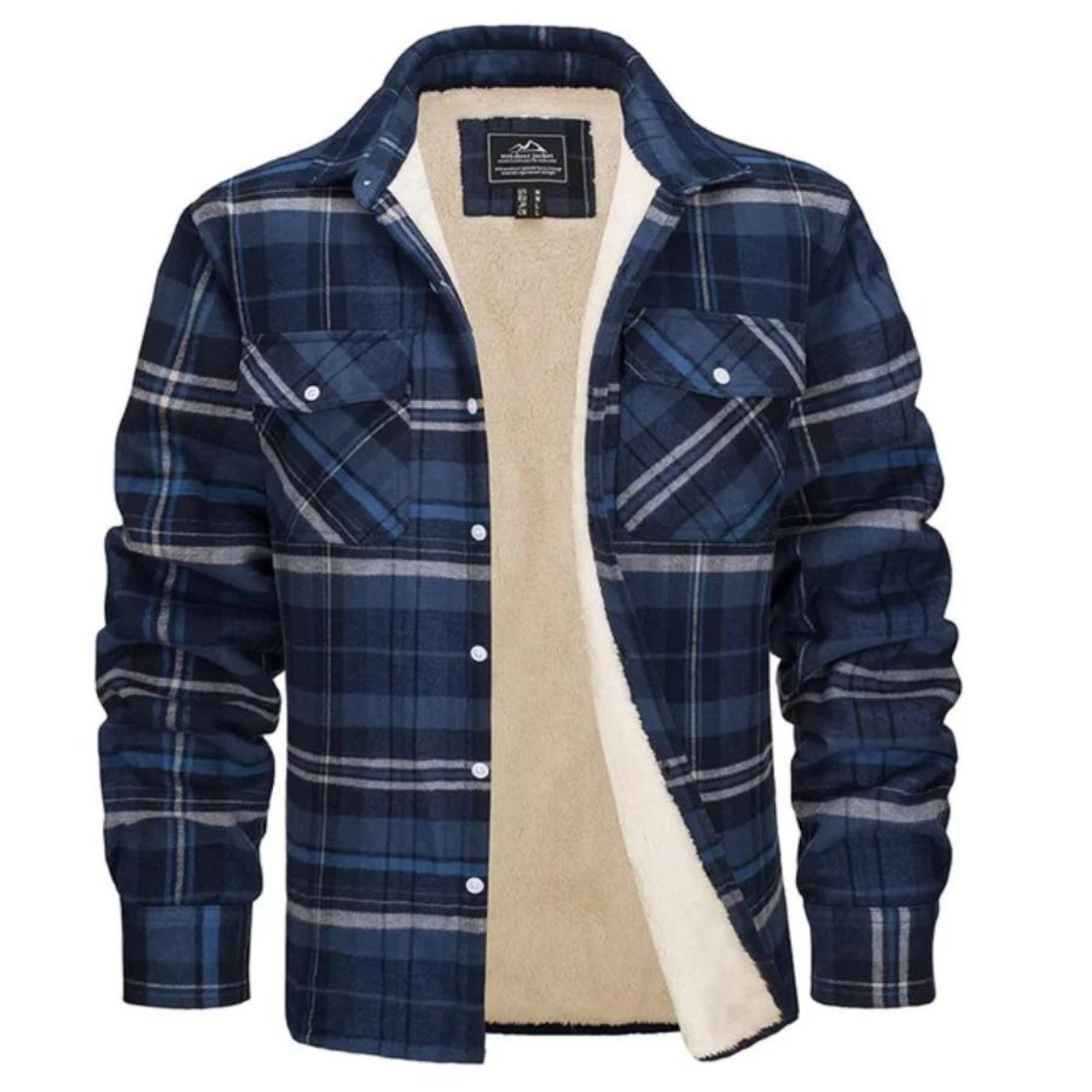 Men's Sherpa-Lined Flannel Shirt Jacket – Button Front Plaid Mountain Trips