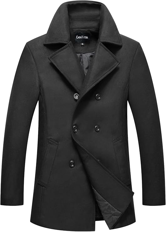 Men's Tailored Button-Front Coat – Notched Collar Long Sleeve City Evenings