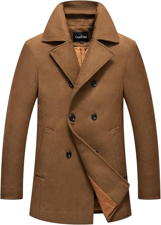 Men's Tailored Button-Front Coat – Notched Collar Long Sleeve City Evenings