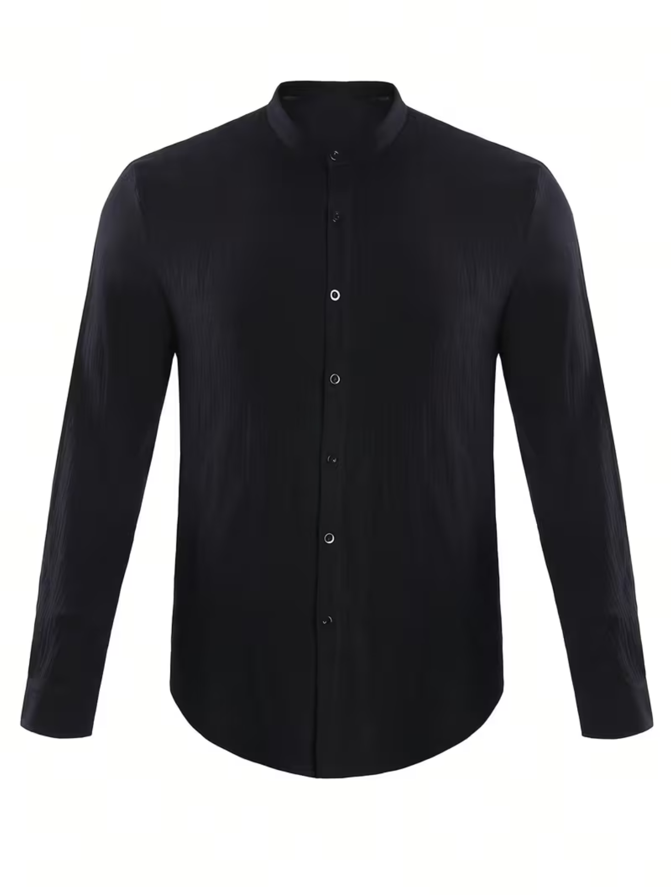 Men's Textured Button-Up Shirt – Band Collar Long Sleeves Office Days