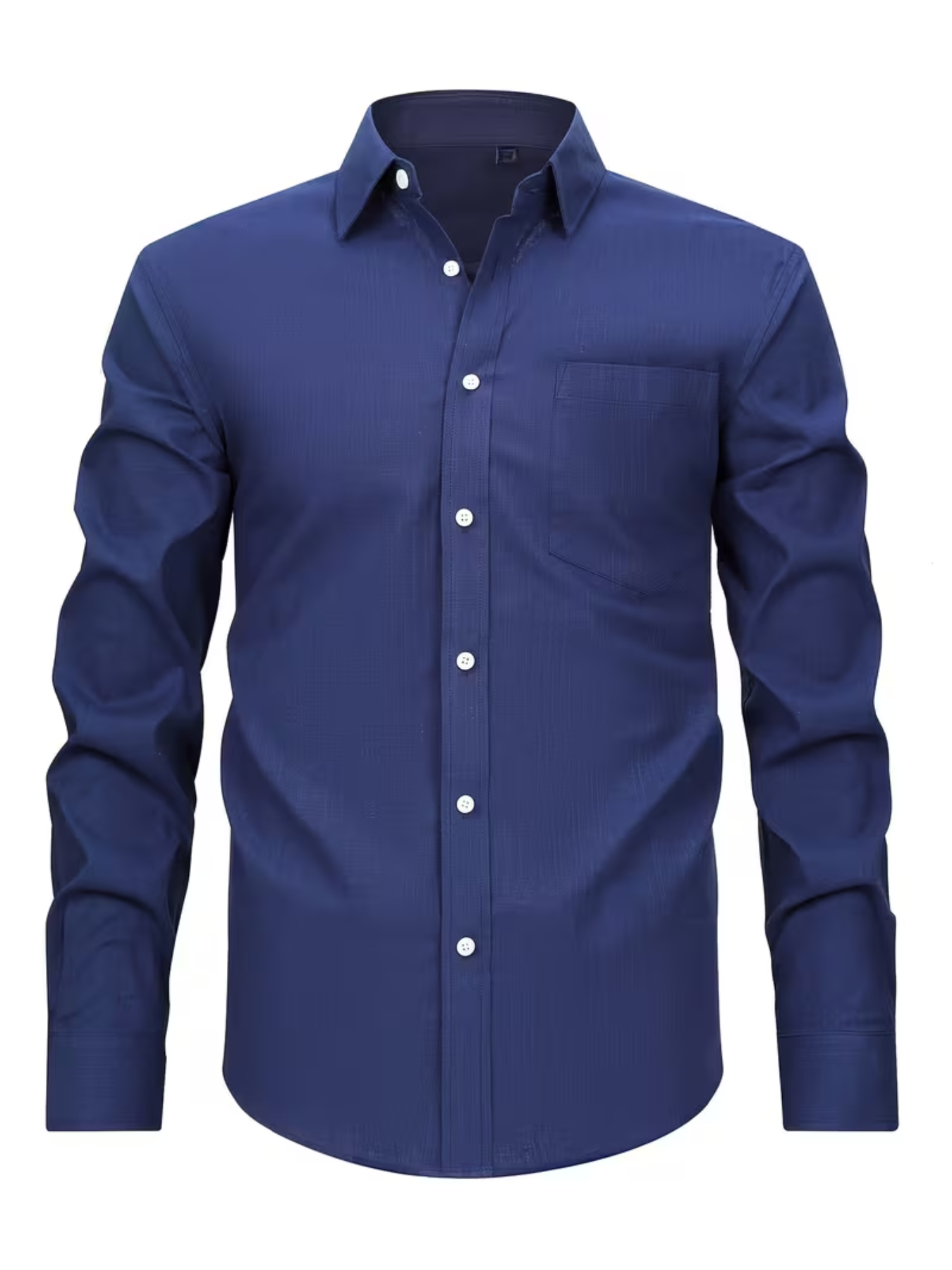 Men's Textured Collared Button-Down Shirt – Chest Pocket Long Sleeves Seminars