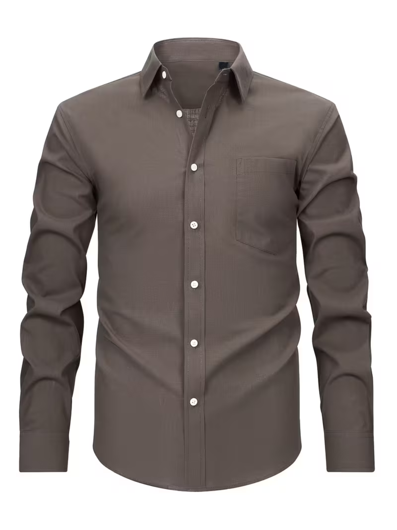 Men's Textured Collared Button-Down Shirt – Chest Pocket Long Sleeves Seminars