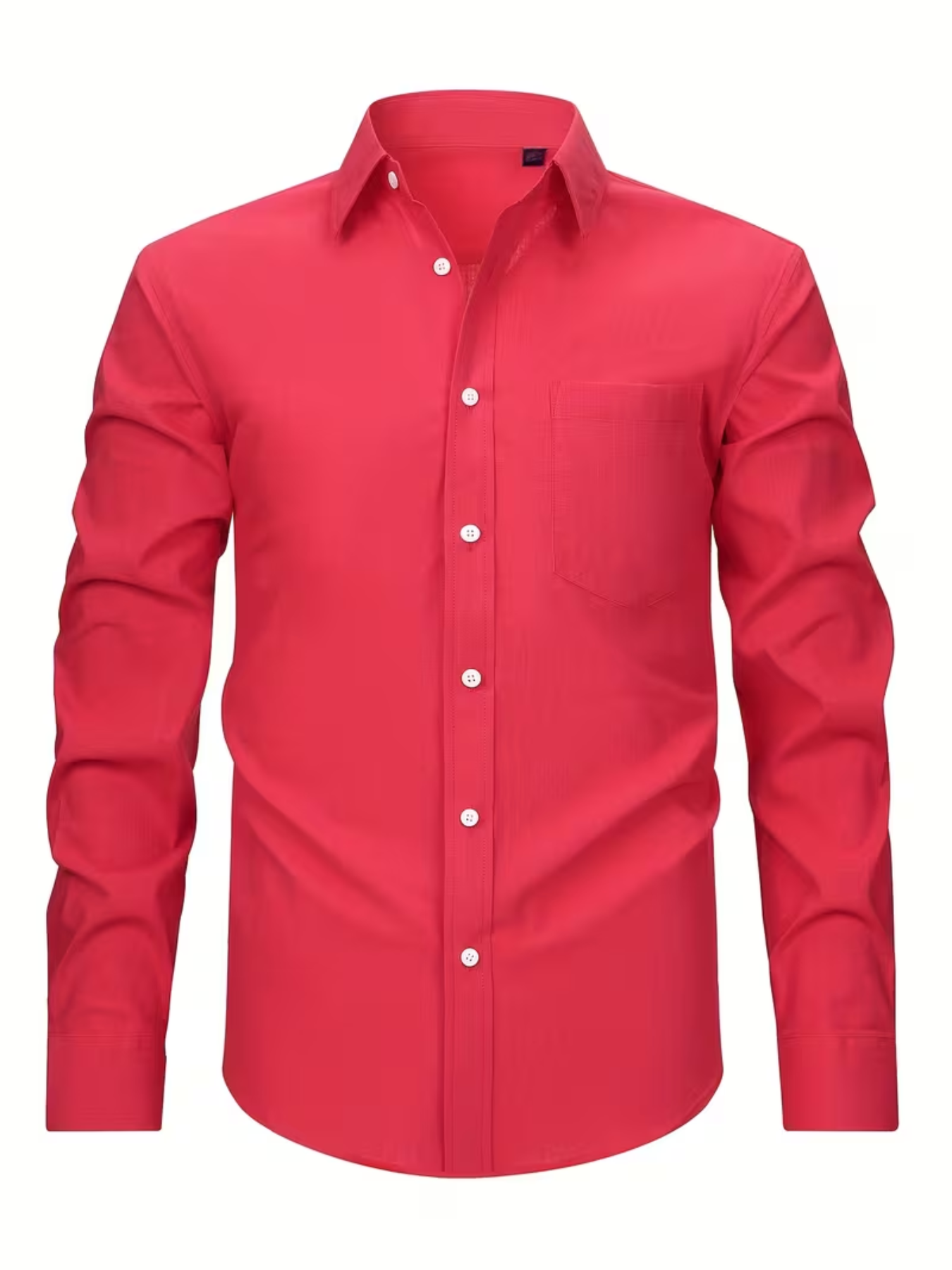 Men's Textured Collared Button-Down Shirt – Chest Pocket Long Sleeves Seminars