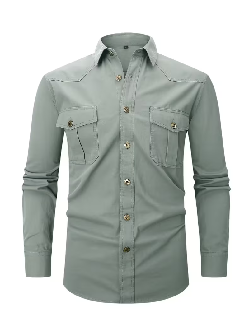 Men's Utility Dual-Pocket Shirt – Button Front Long Sleeve Travel Days