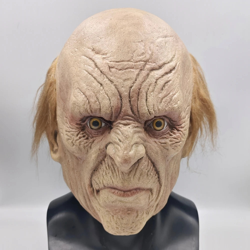 Men's Wrinkled Monster Mask – Attached Hair Full Head Halloween Party