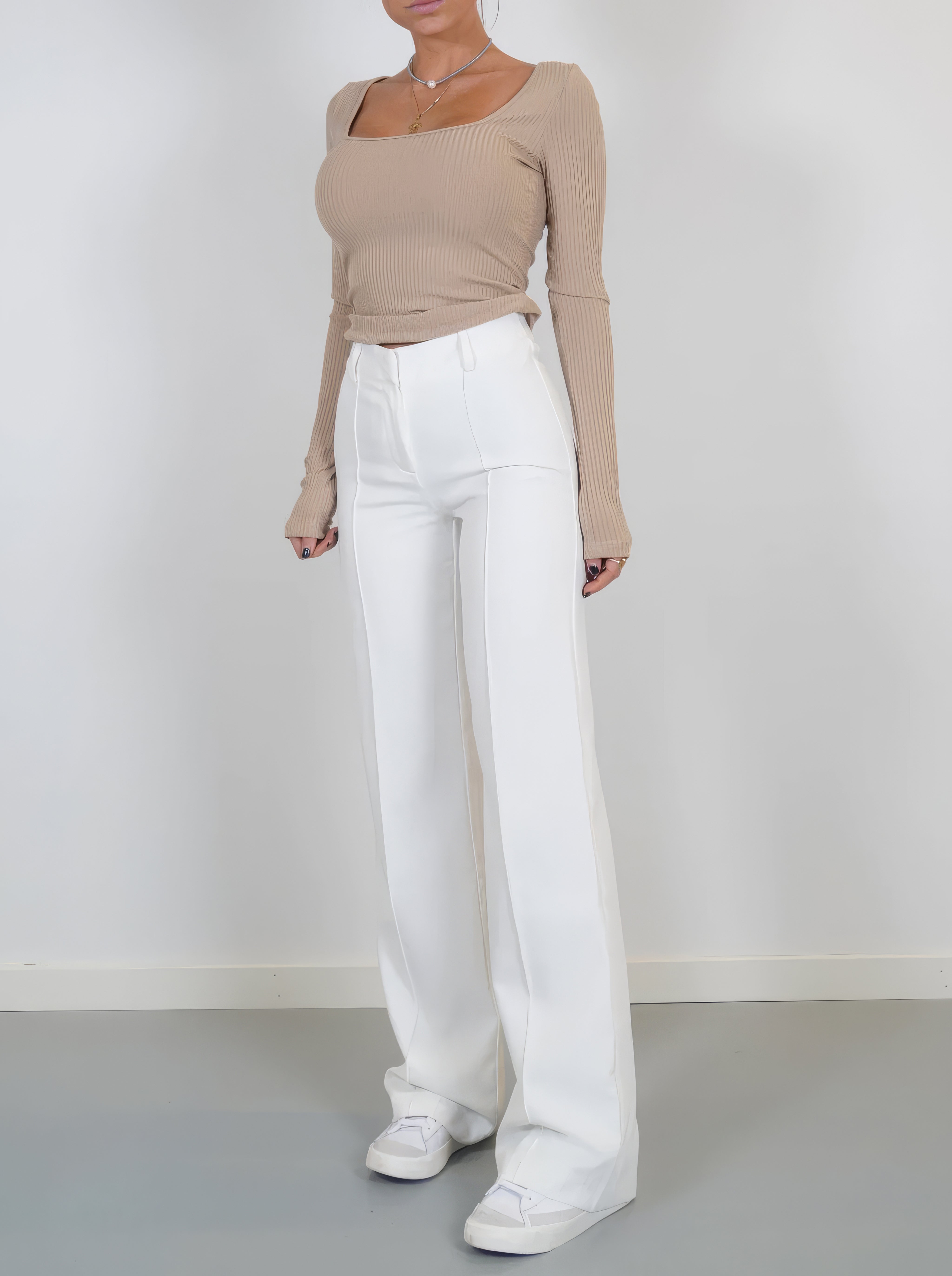 Women's High Waist Wide Leg Pants – Front Seam Side Pockets Workplace Meetings