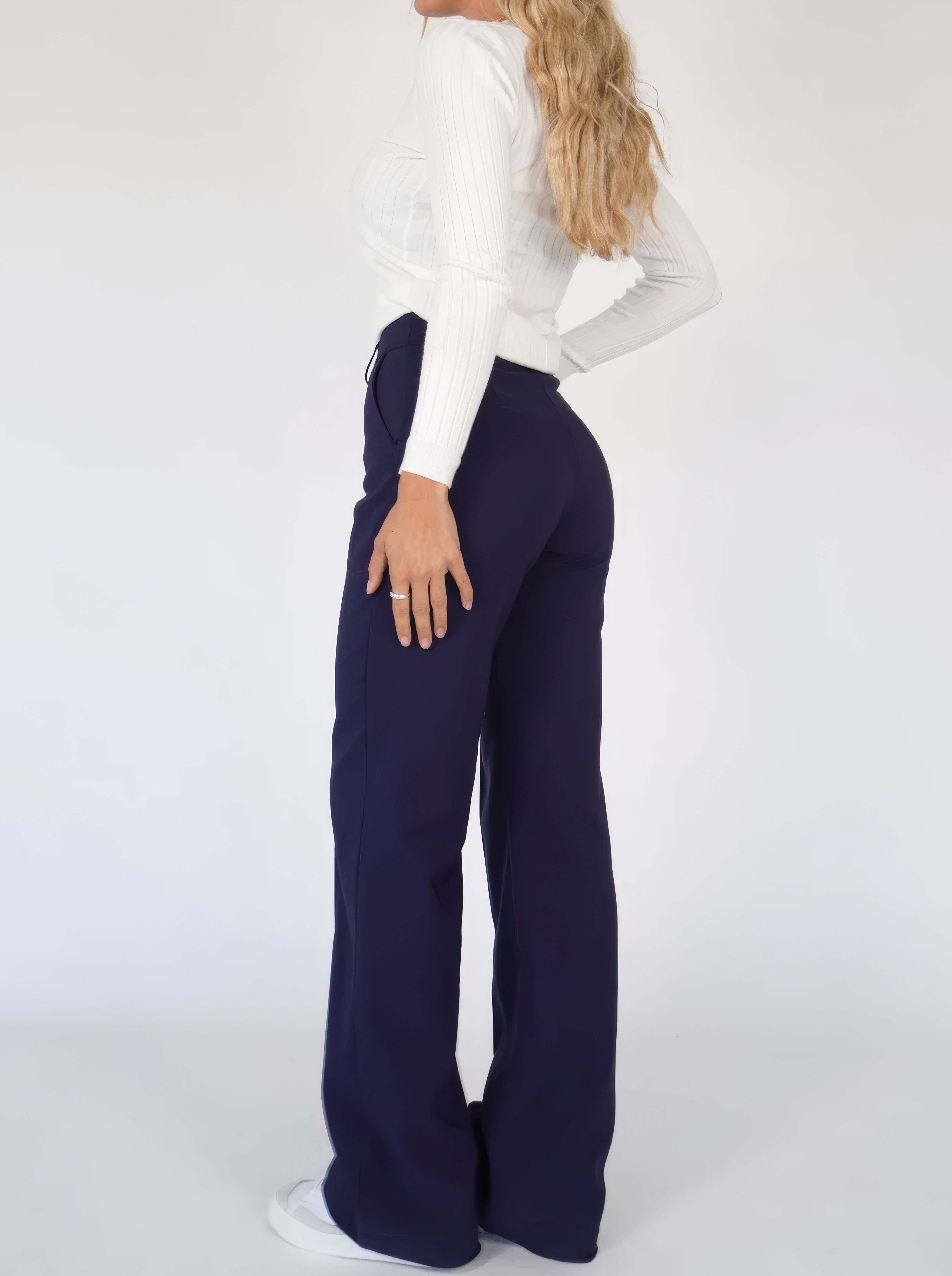 Women's High Waist Wide Leg Pants – Front Seam Side Pockets Workplace Meetings