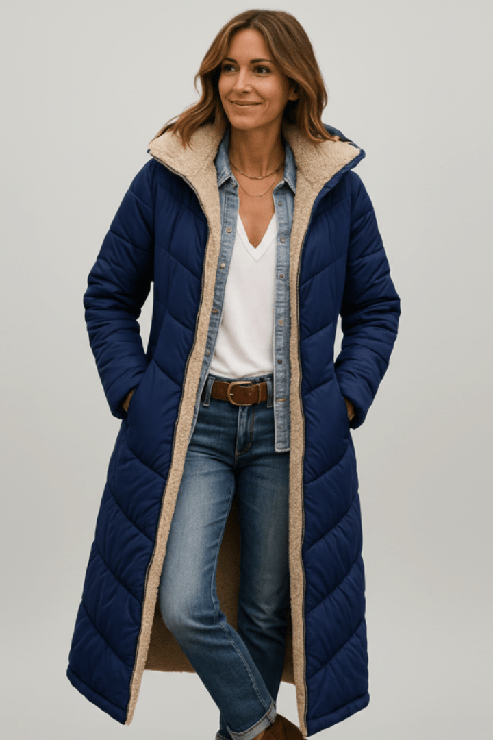 Women's Hooded Quilted Winter Puffer Coat – Zip Front Long Length Snowy Day Outings