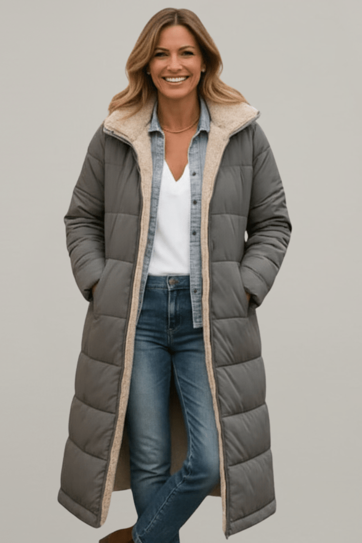 Women's Hooded Quilted Winter Puffer Coat – Zip Front Long Length Snowy Day Outings