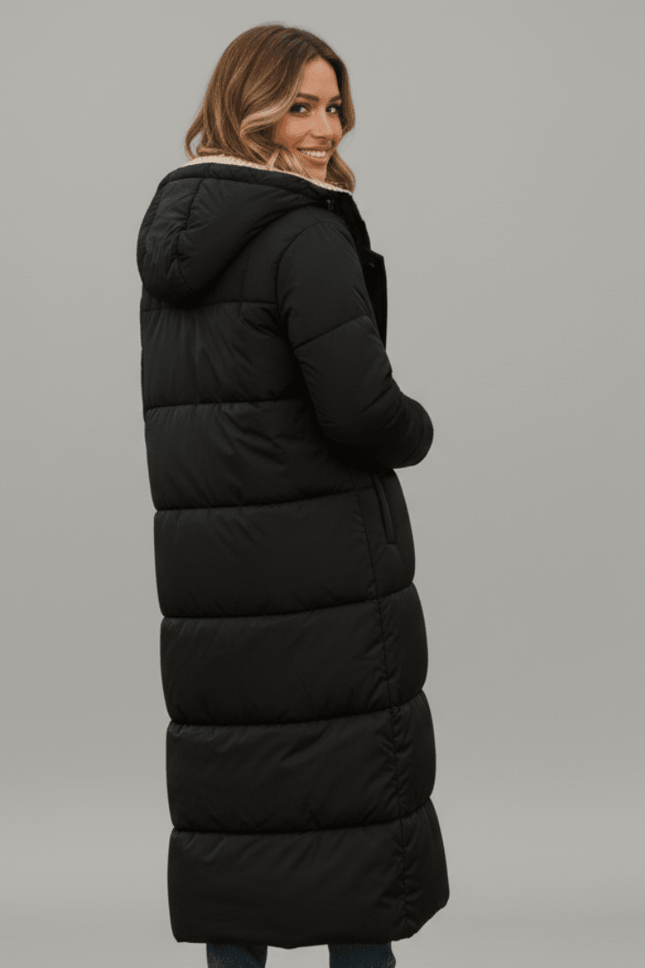 Women's Hooded Quilted Winter Puffer Coat – Zip Front Long Length Snowy Day Outings