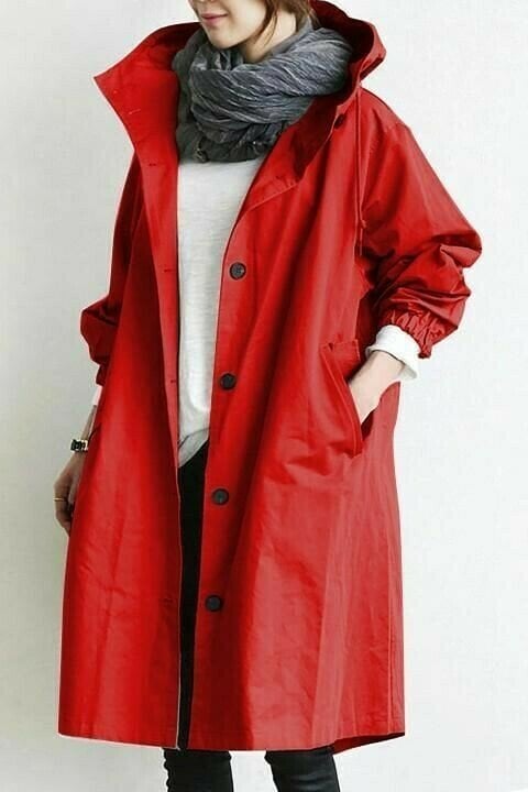 Women's Hooded Trench Coat – Button Front Long Sleeves Everyday Errands