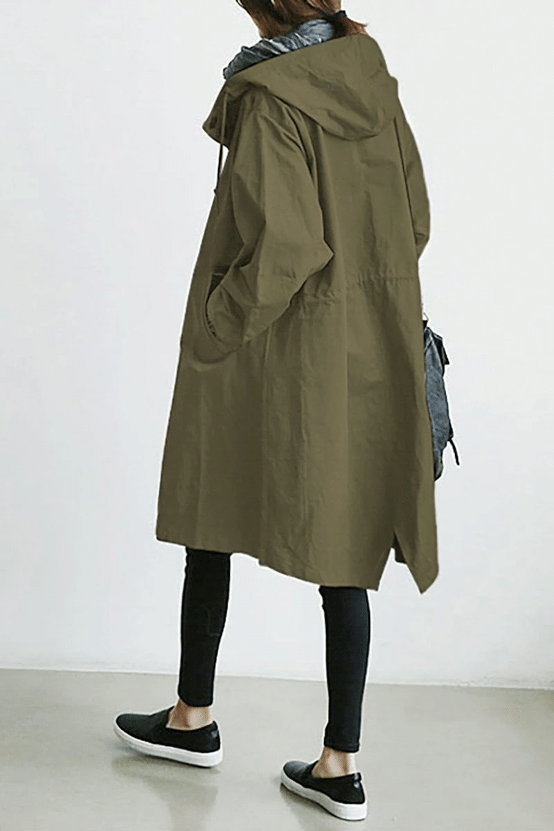Women's Hooded Trench Coat – Button Front Long Sleeves Everyday Errands