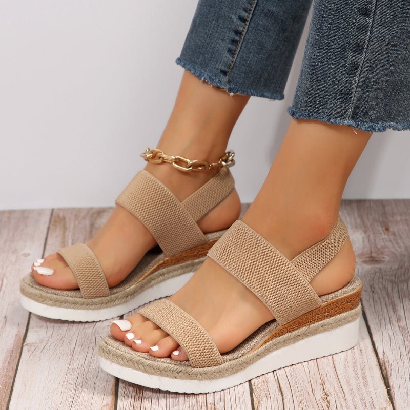 Women's Knit Two Strap Sandals – Espadrille Wedge Platform Open Toe Summer