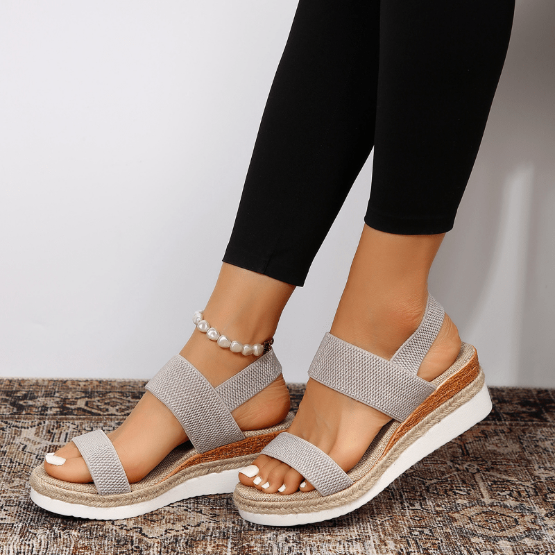 Women's Knit Two Strap Sandals – Espadrille Wedge Platform Open Toe Summer