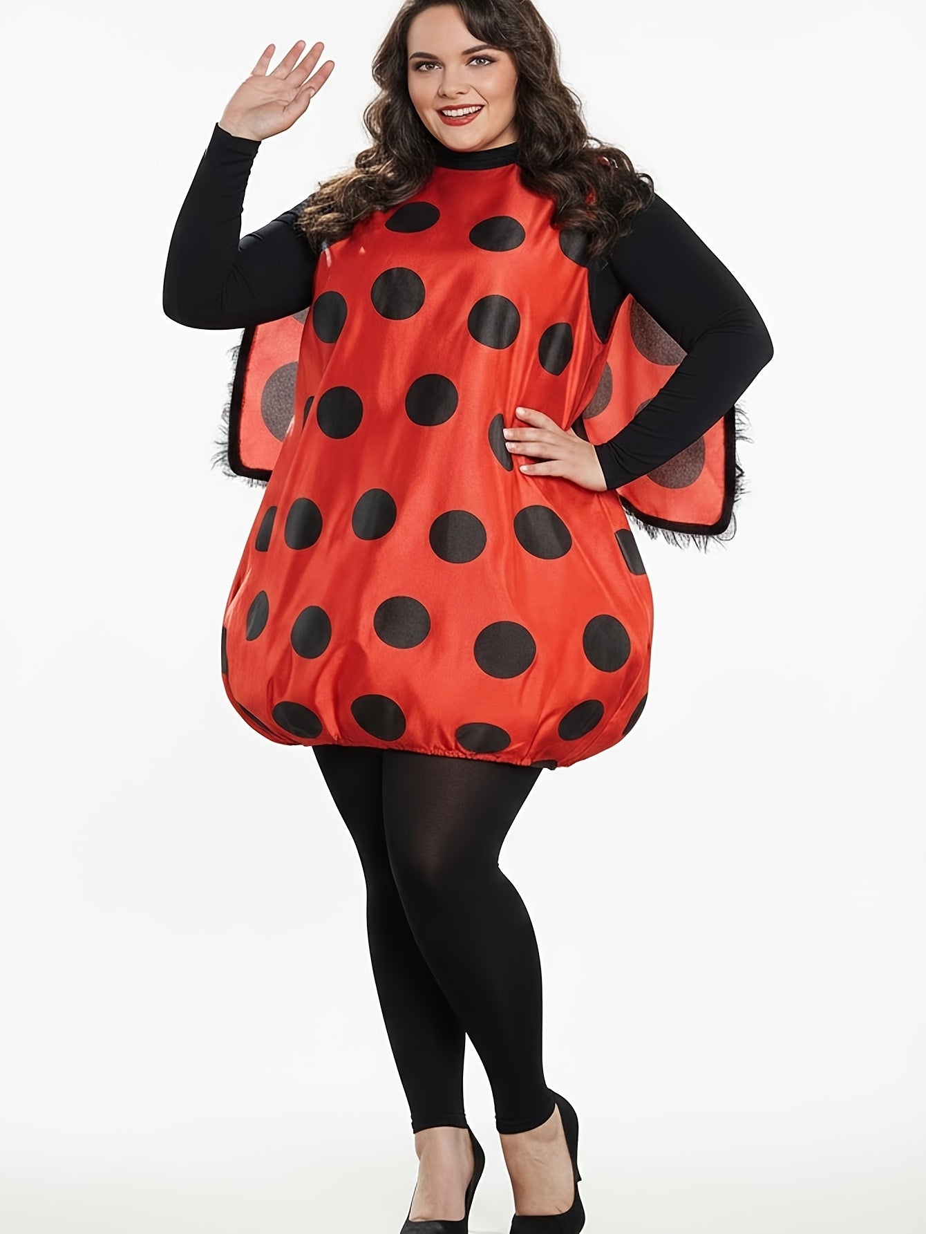 Women's Ladybug Polka Dot Costume – Wing Cape Antenna Halloween Party
