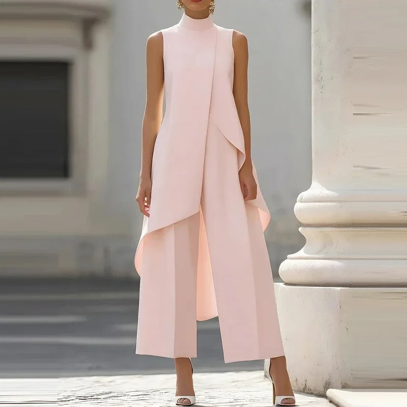 Women's Layered High Neck Two-Piece Set – Sleeveless Wide-Leg Gallery Events