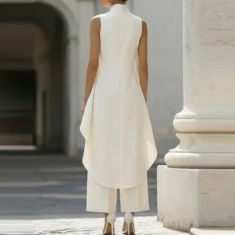 Women's Layered High Neck Two-Piece Set – Sleeveless Wide-Leg Gallery Events