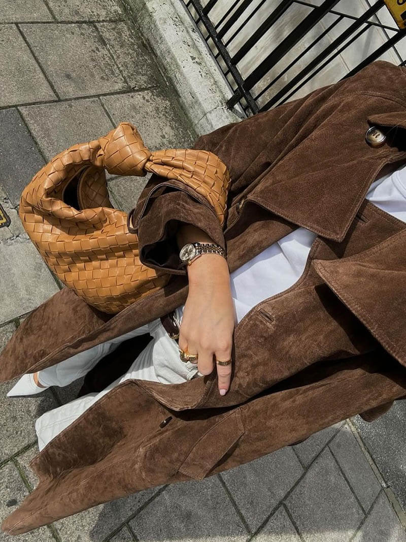 Women's Long Double Breasted Trench Coat – Wide Lapel Tie Belt City Wear
