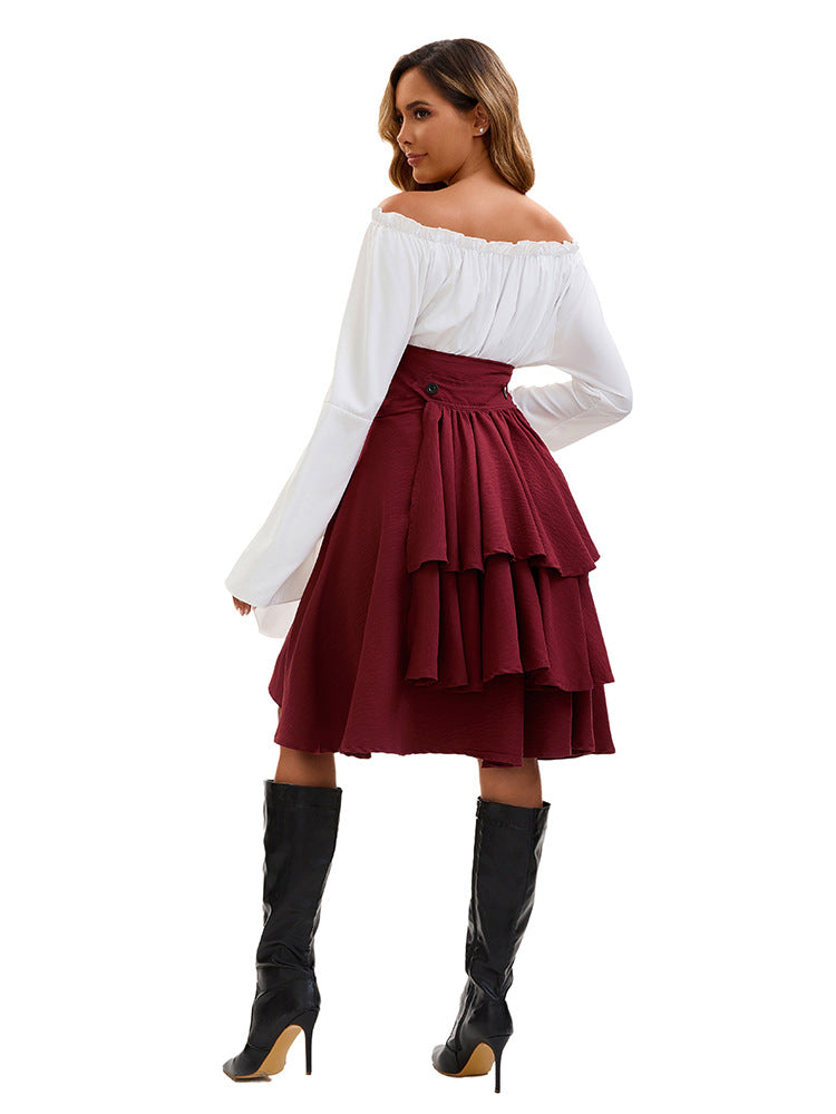 Women's Medieval Renaissance Costume – Lace Up Bell Sleeve Halloween Party