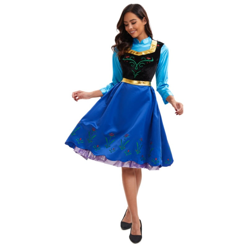 Women's Nordic Princess Costume – Shawl Long Sleeve Floral Hem Halloween Party