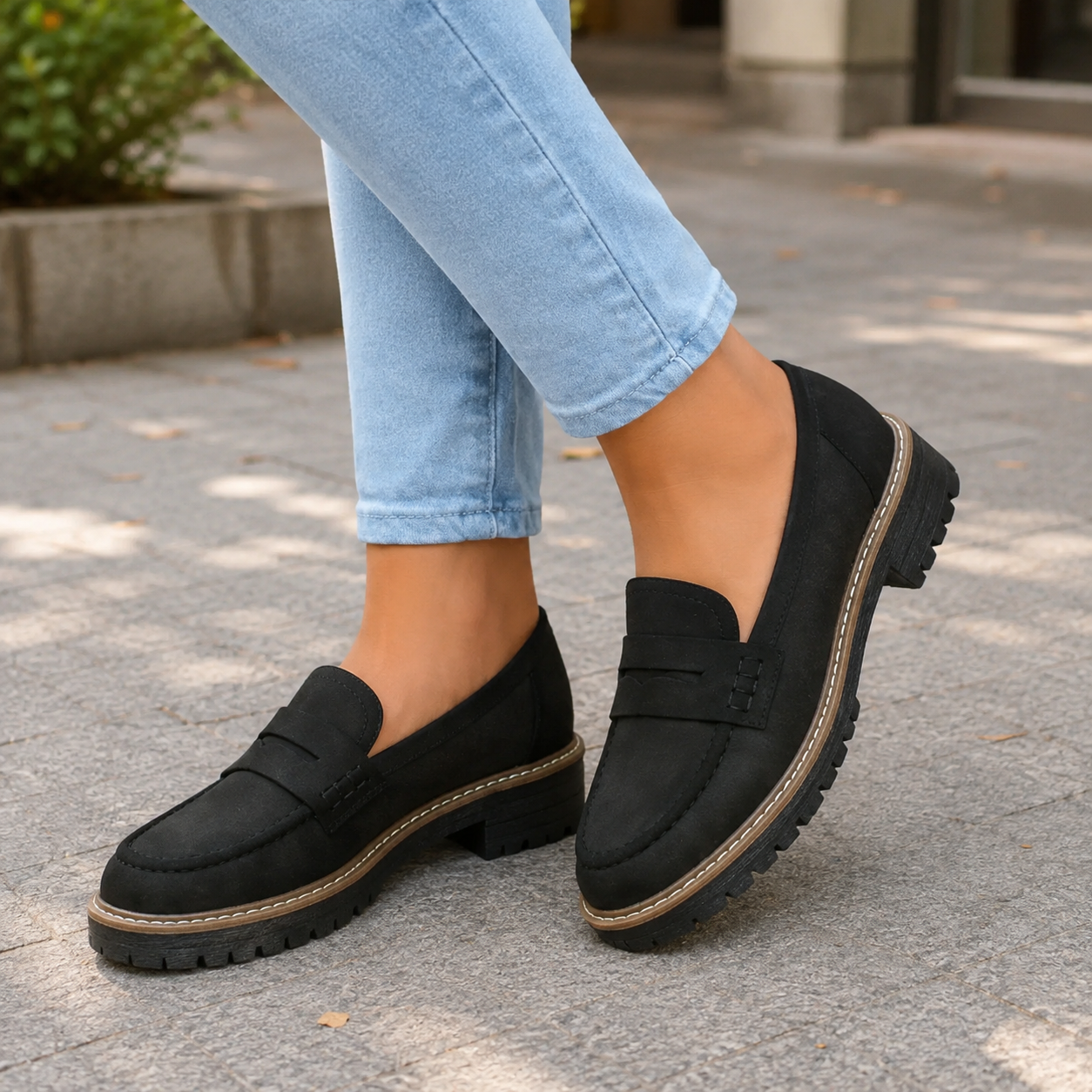 Women's Penny Stitched Loafers – Slip-On Lug Sole Gallery Visits