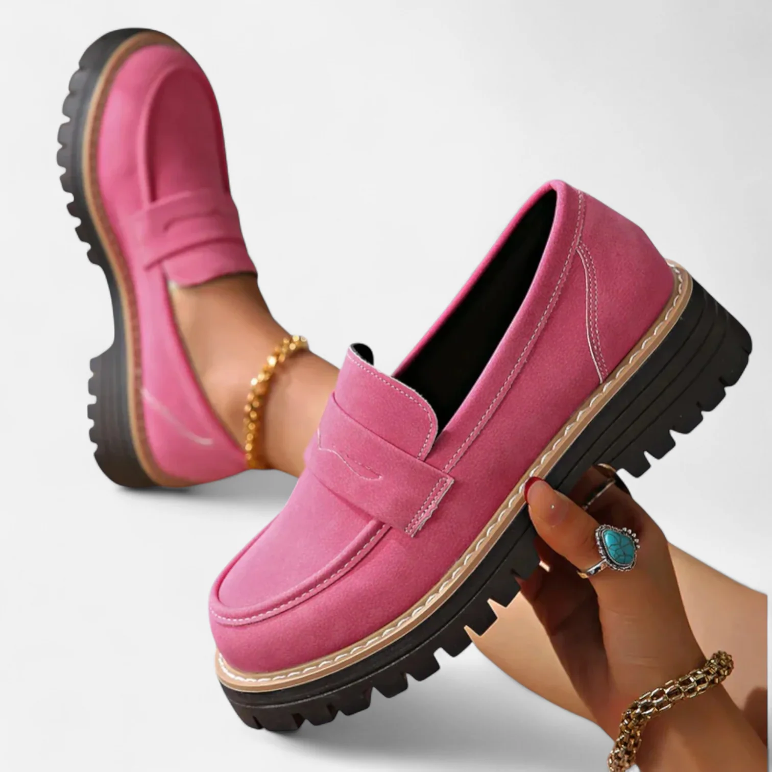Women's Penny Stitched Loafers – Slip-On Lug Sole Gallery Visits