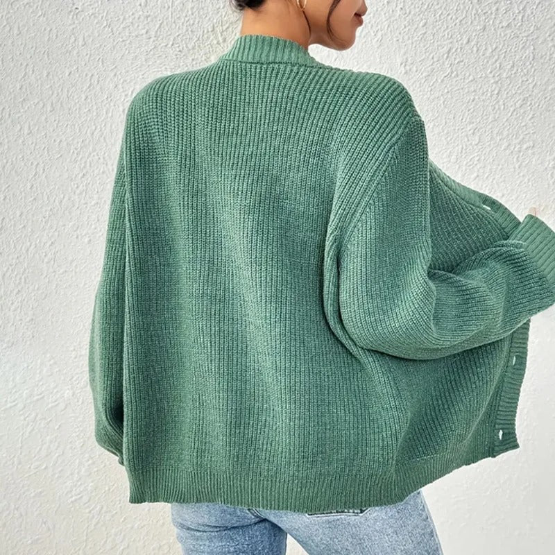 Women's Ribbed V Neck Cardigan – Button Front Long Sleeves Coffee Meetups