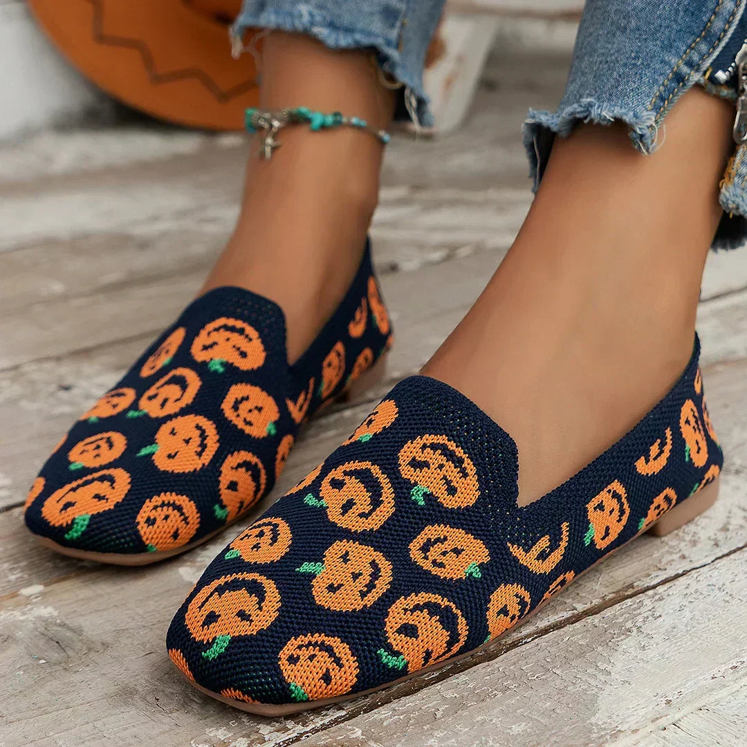 Women's Slip-On Openwork Shoes – Square Toe Low Heel Market Mornings