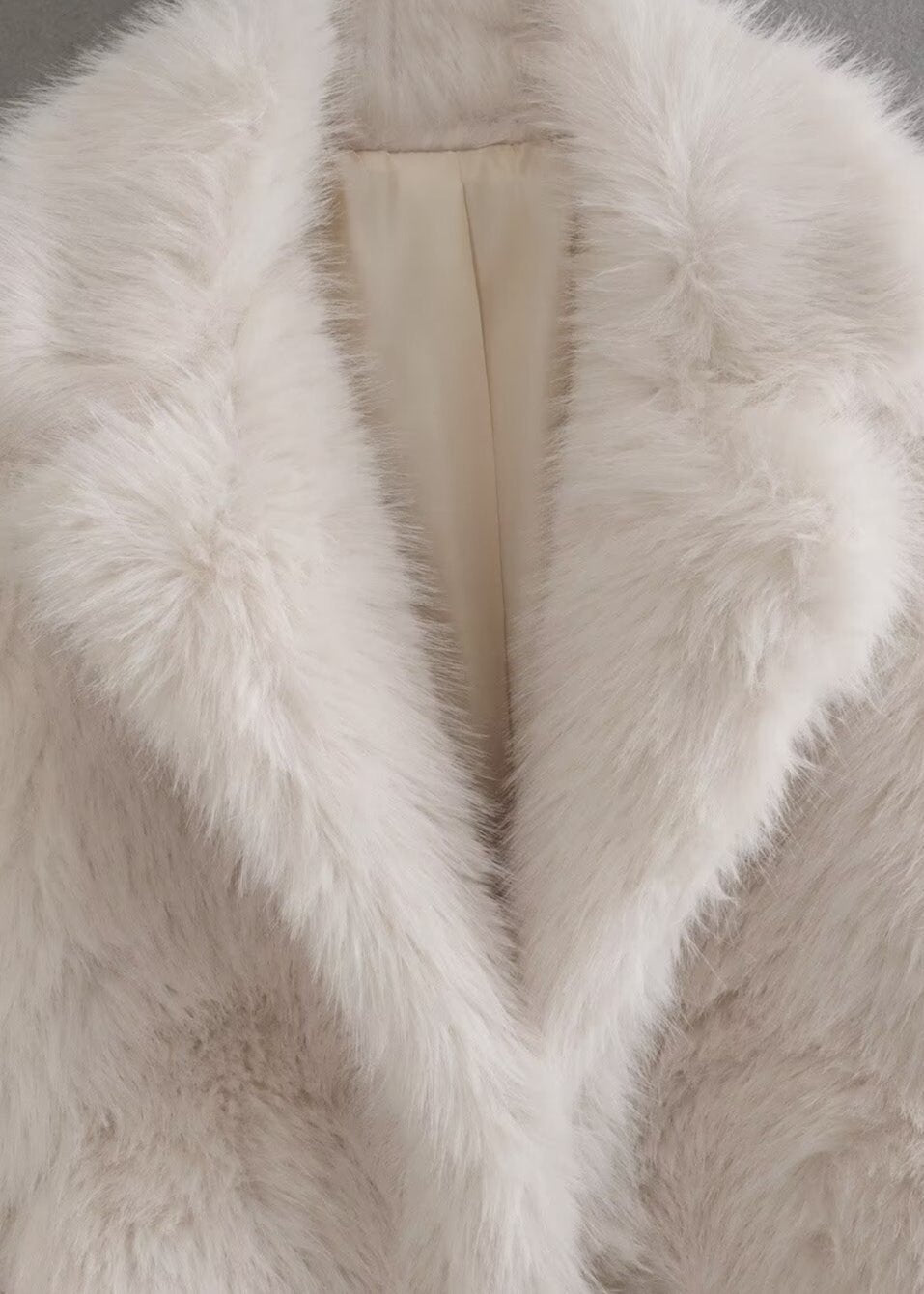 Women's Textured Faux Fur Coat – Shawl Collar Open Front Winter Wear