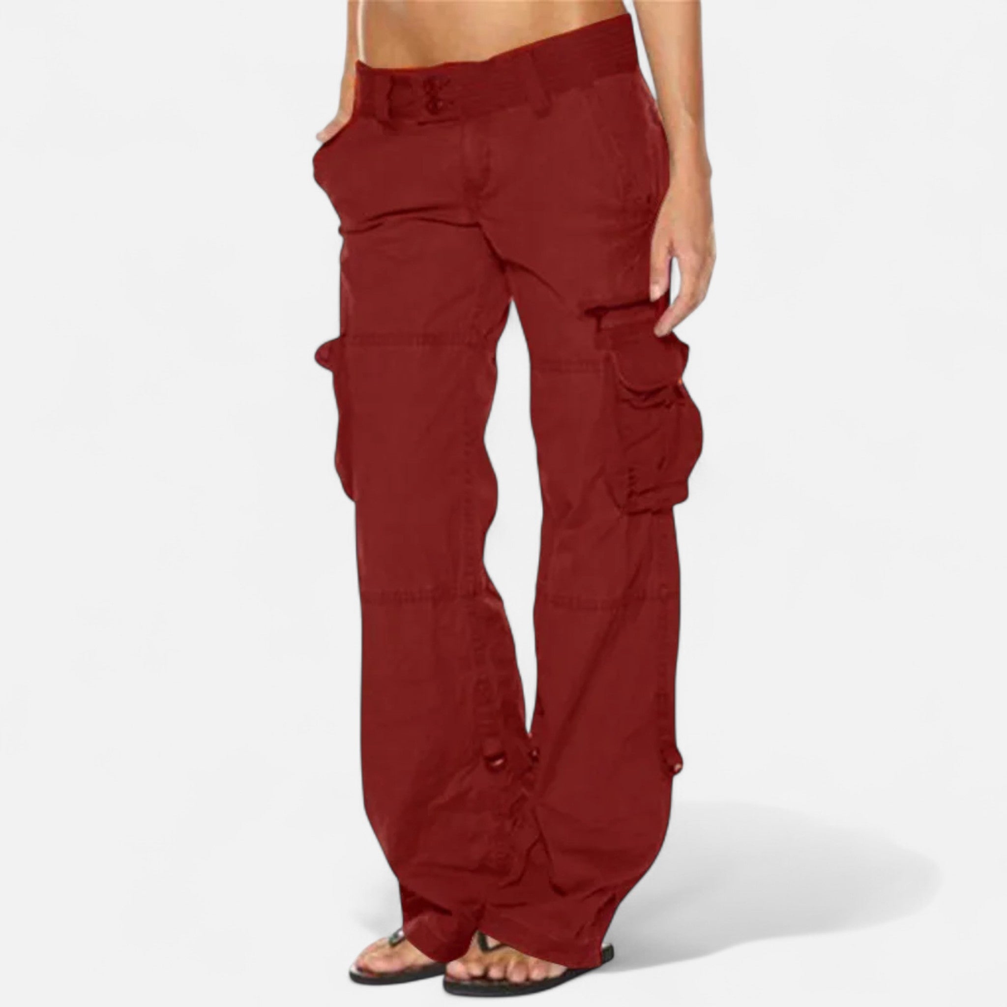 Women's Utility Plain Cargo Pants – Multi Pocket Straight Leg Travel Wear